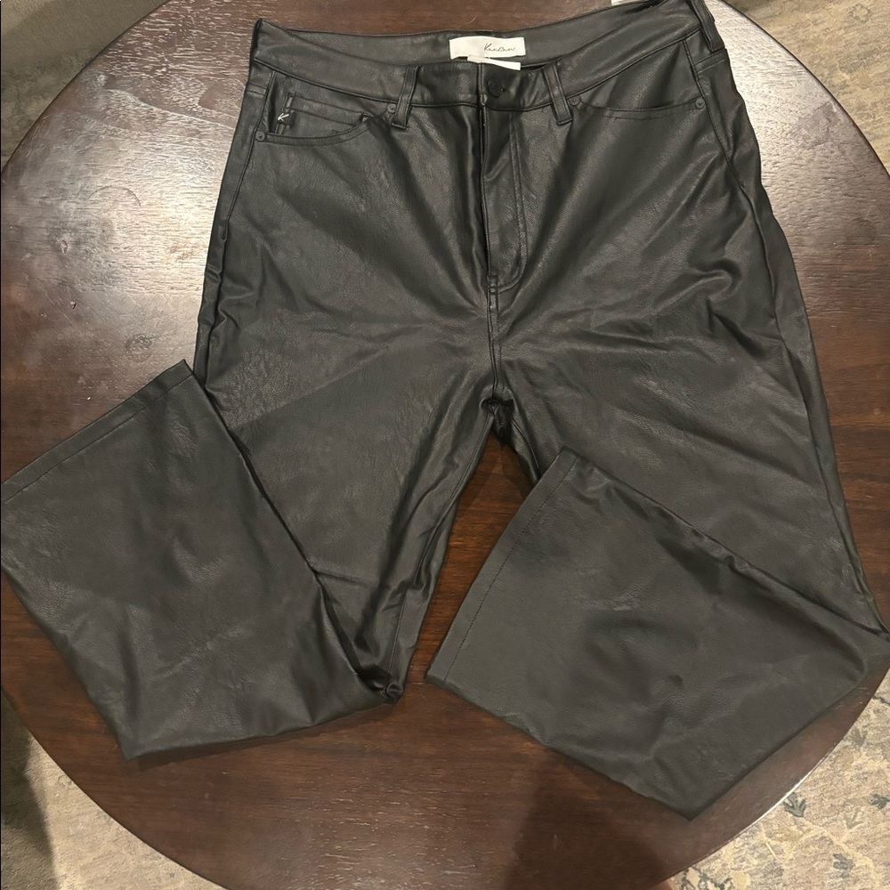 KanCan leather wide leg pants